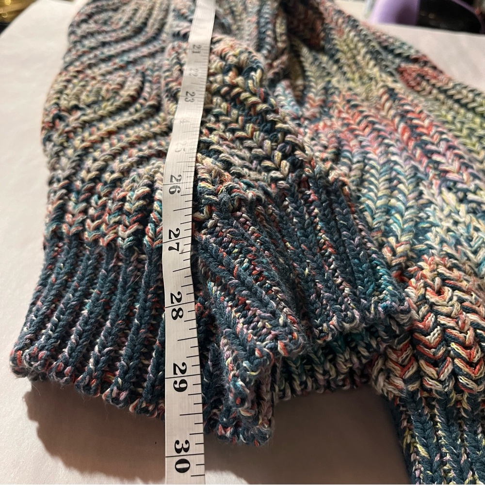 Anthropologie Multicolor Chroma Chunky Knit V-Neck Sweater 1X - Picture 13 of 16